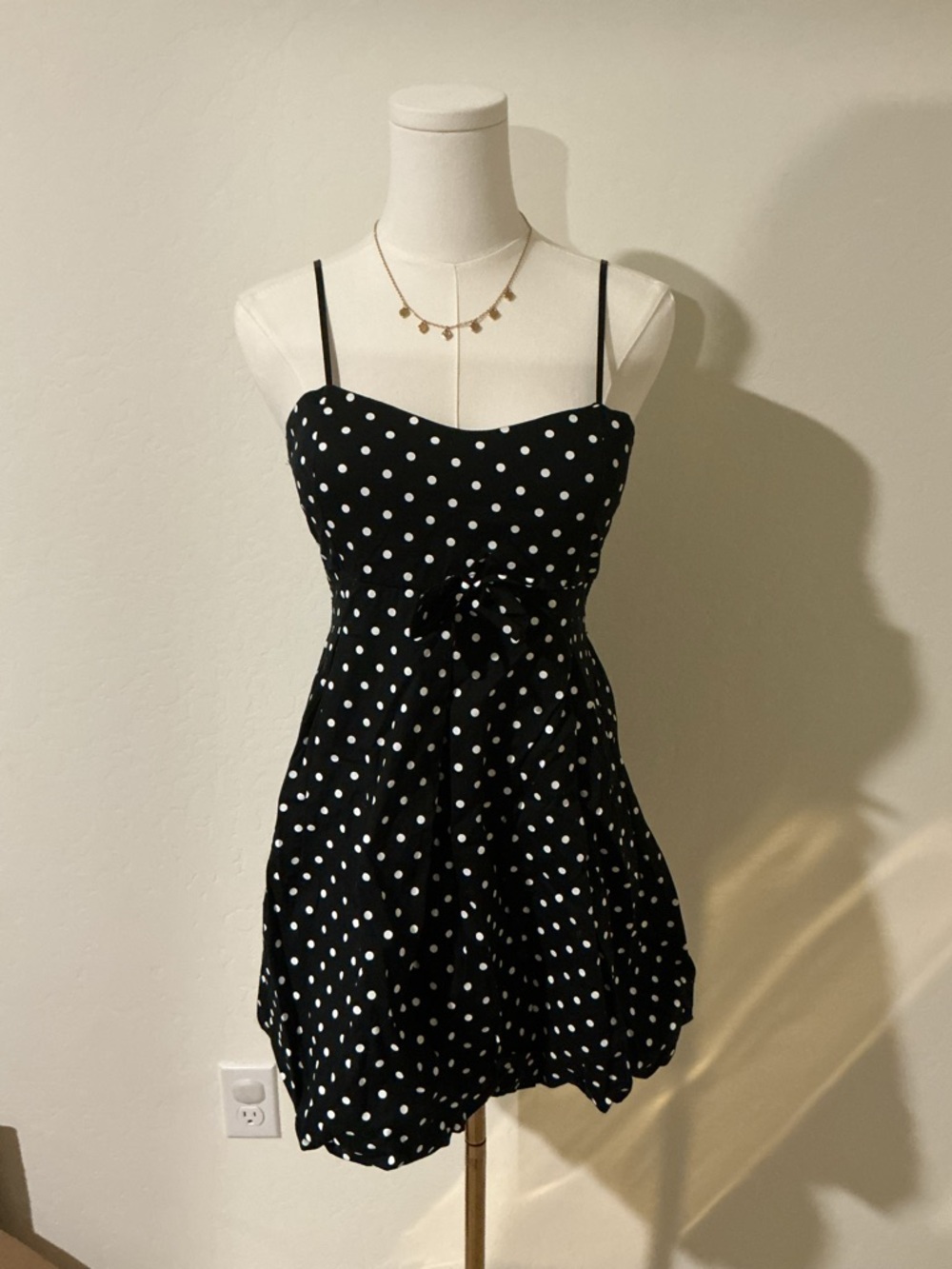 Charming U.S.A. black polka dot babydoll dress